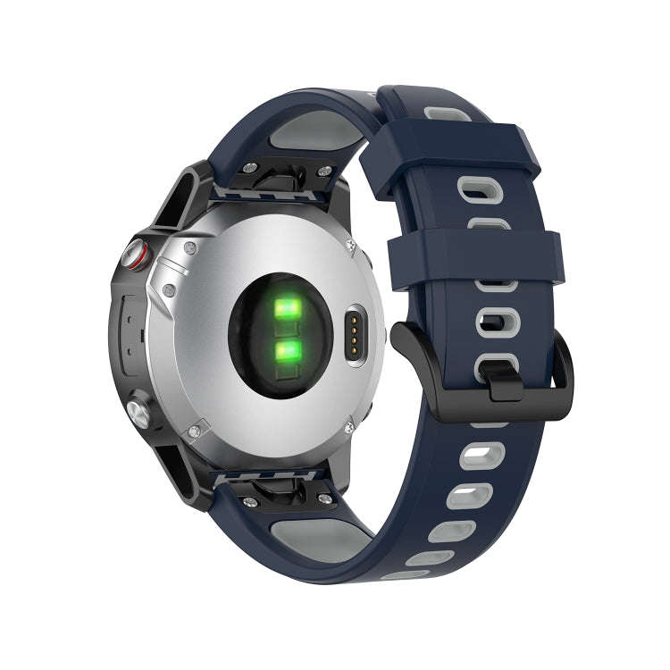 For Garmin Fenix 6 Two-color Silicone Watch Band(Midnight Blue Gray)
