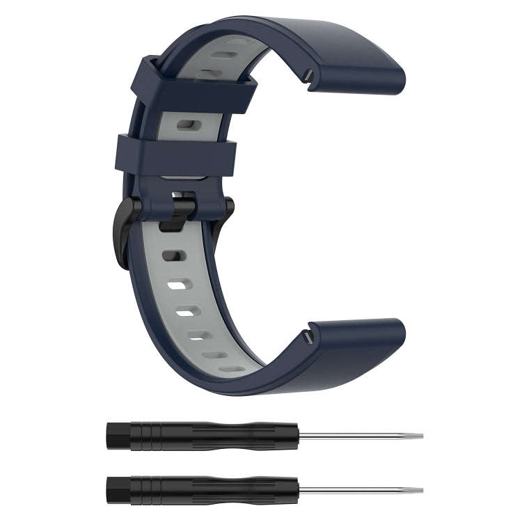 For Garmin Fenix 6 Two-color Silicone Watch Band(Midnight Blue Gray)