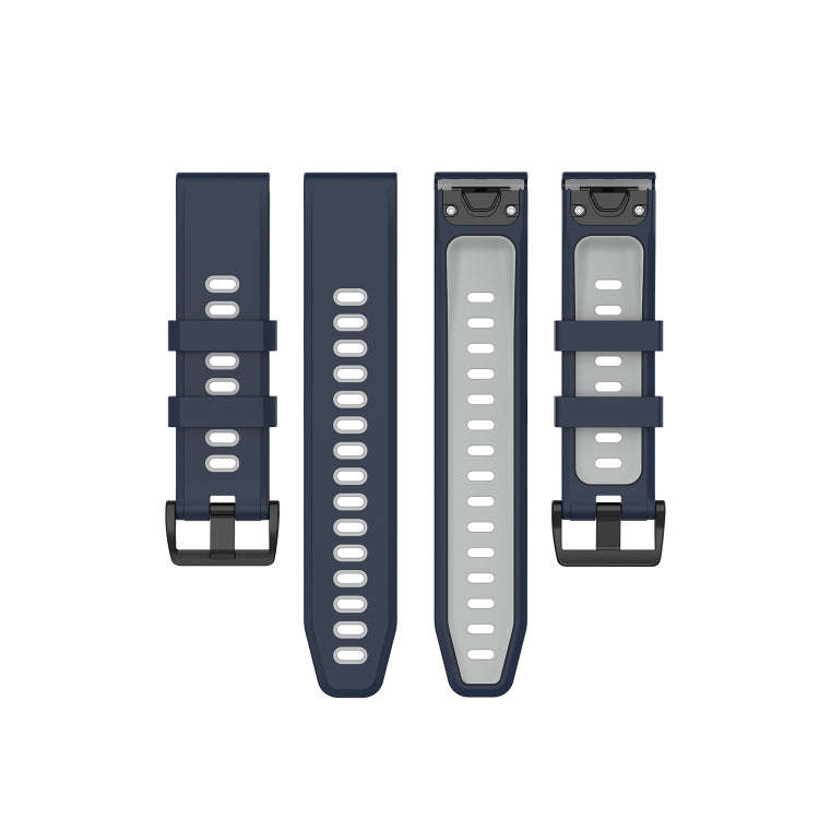 For Garmin Fenix 6 Two-color Silicone Watch Band(Midnight Blue Gray)