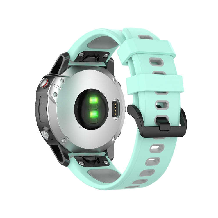 For Garmin Fenix 6 Two-color Silicone Watch Band(Teal Grey)