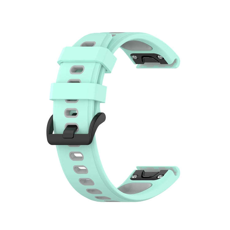 For Garmin Fenix 6 Two-color Silicone Watch Band(Teal Grey)