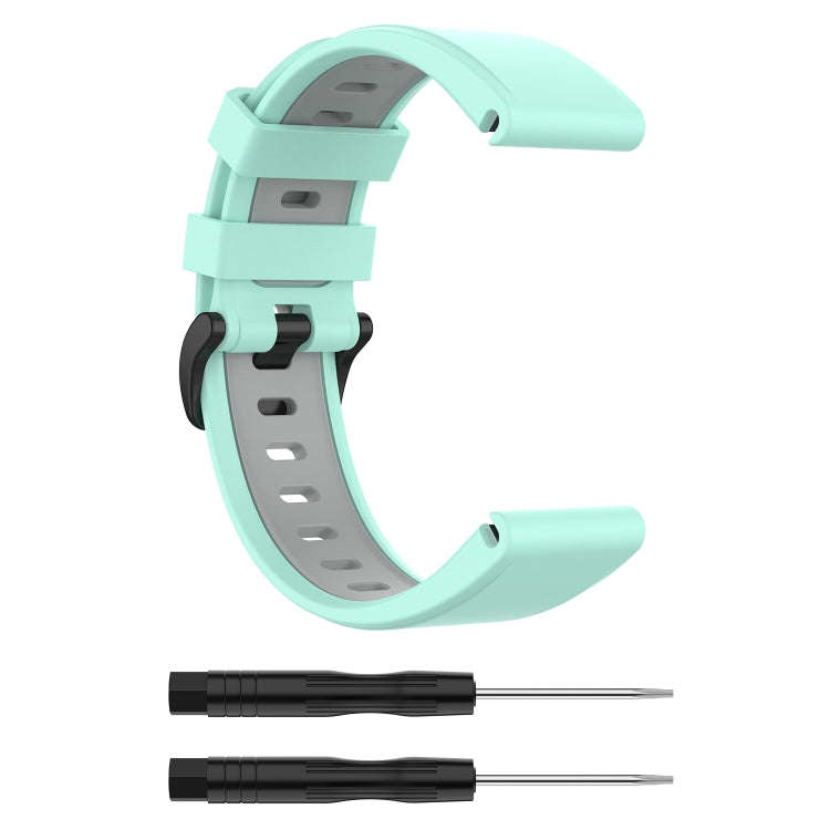 For Garmin Fenix 6 Two-color Silicone Watch Band(Teal Grey)