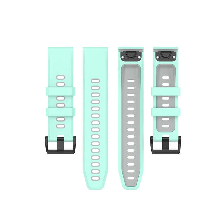 For Garmin Fenix 6 Two-color Silicone Watch Band(Teal Grey)