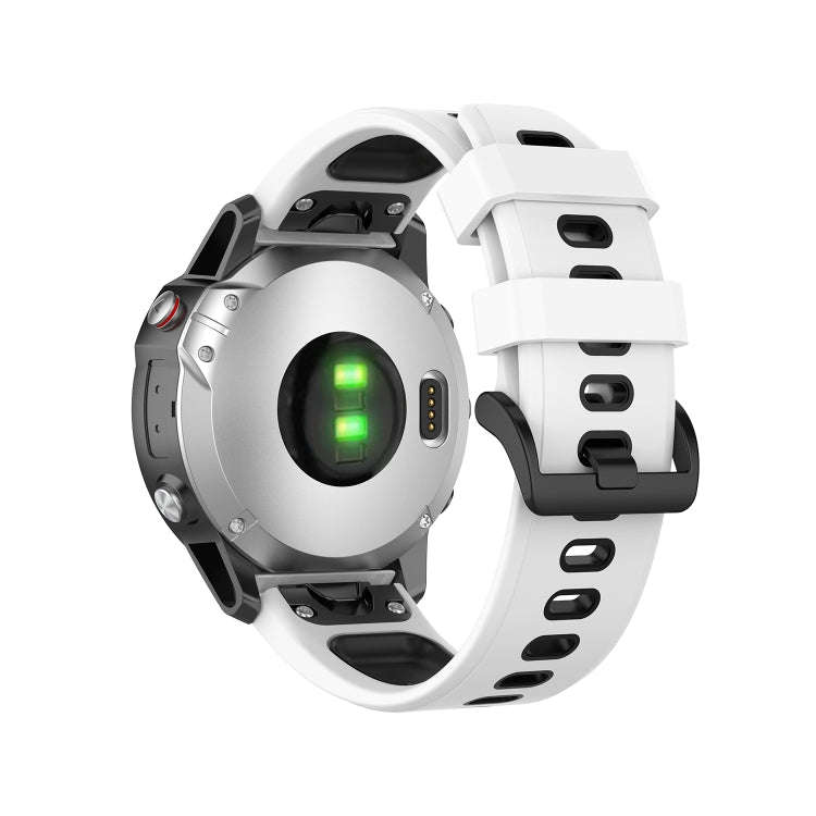 For Garmin Fenix 6 Two-color Silicone Watch Band(White Black)