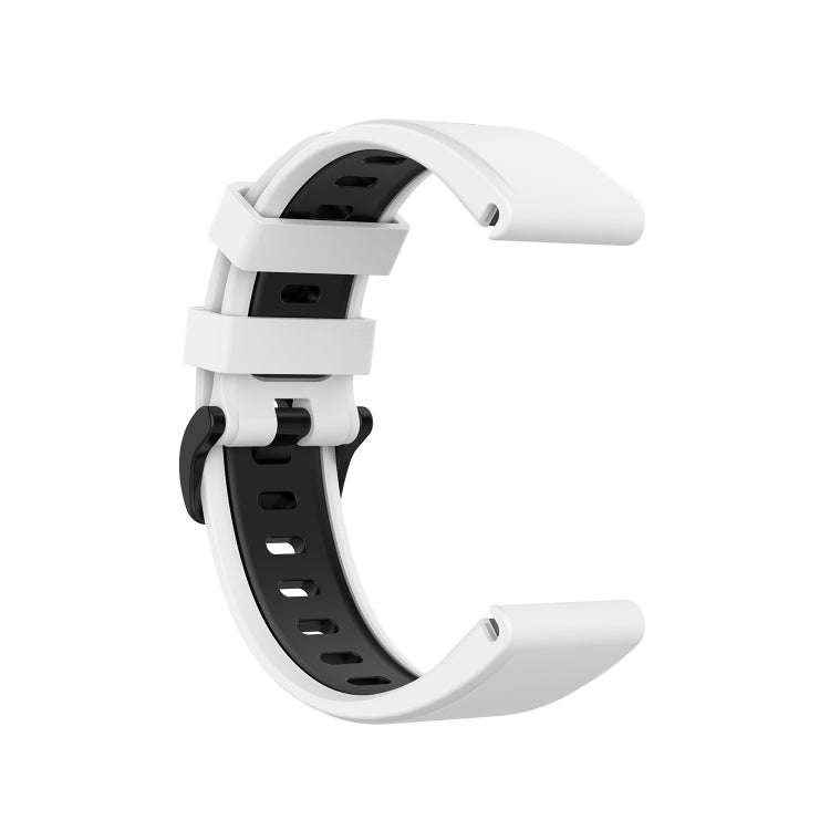 For Garmin Fenix 6 Two-color Silicone Watch Band(White Black)