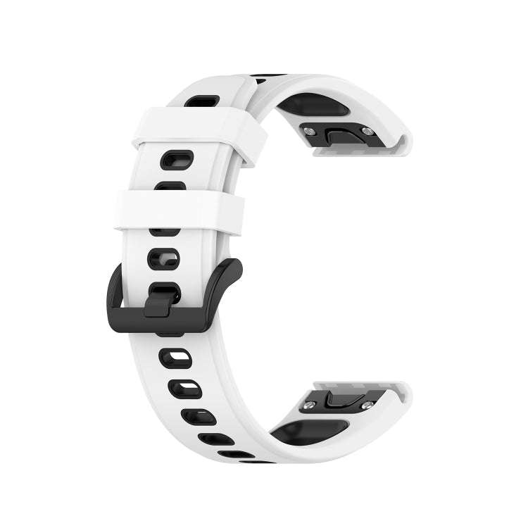 For Garmin Fenix 6 Two-color Silicone Watch Band(White Black)