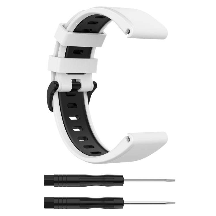For Garmin Fenix 6 Two-color Silicone Watch Band(White Black)