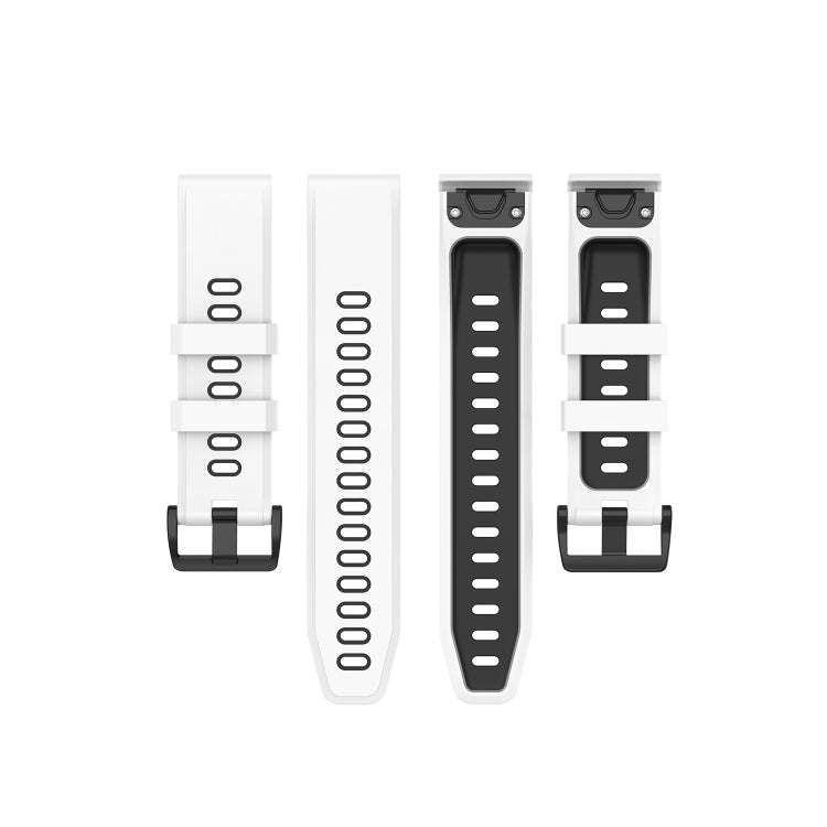 For Garmin Fenix 6 Two-color Silicone Watch Band(White Black)
