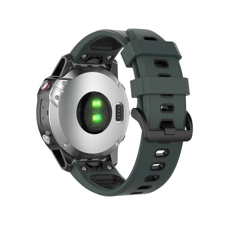 For Garmin Fenix 6 Two-color Silicone Watch Band(Olive Green Black)
