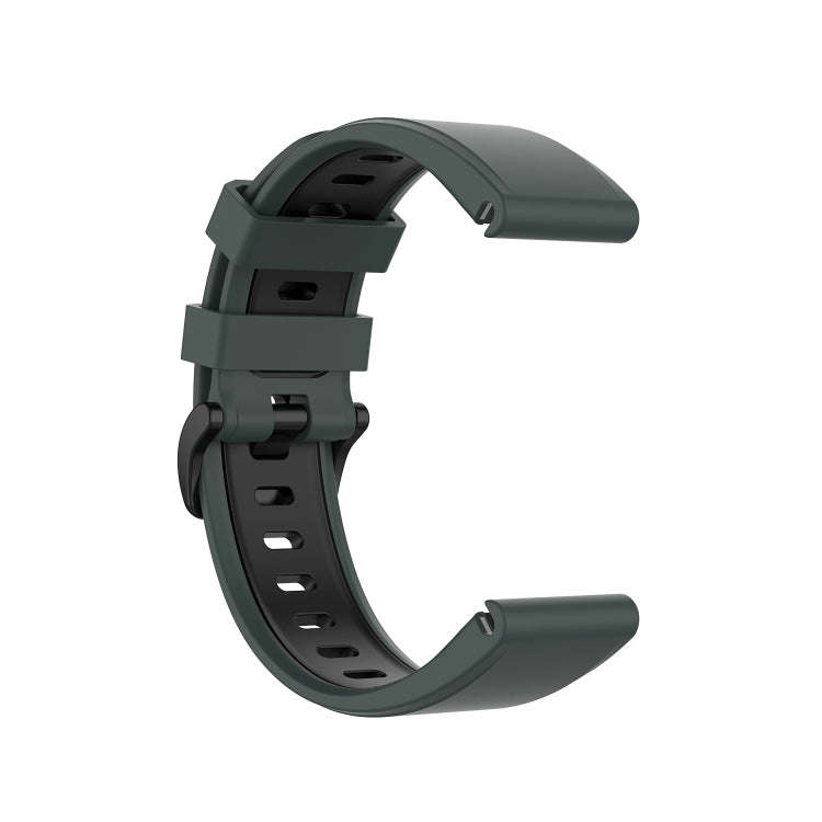 For Garmin Fenix 6 Two-color Silicone Watch Band(Olive Green Black)
