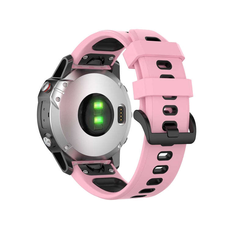 For Garmin Fenix 6 Two-color Silicone Watch Band(Pink Black)