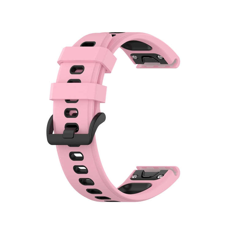 For Garmin Fenix 6 Two-color Silicone Watch Band(Pink Black)