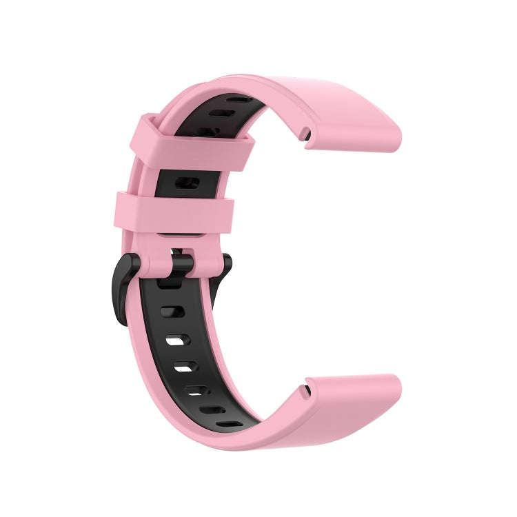 For Garmin Fenix 6 Two-color Silicone Watch Band(Pink Black)