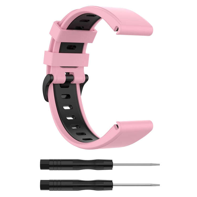 For Garmin Fenix 6 Two-color Silicone Watch Band(Pink Black)