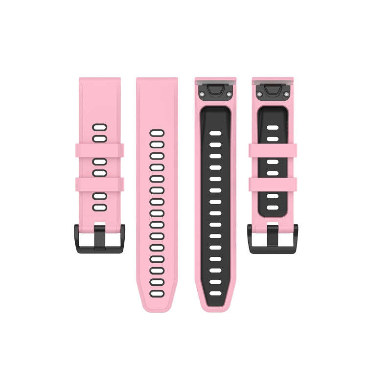 For Garmin Fenix 6 Two-color Silicone Watch Band(Pink Black)