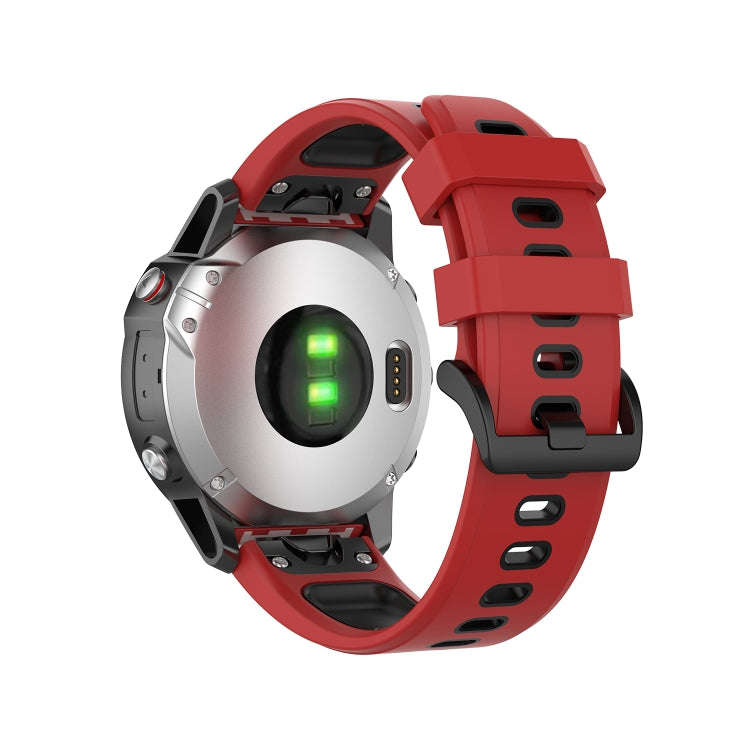 For Garmin Fenix 6 Two-color Silicone Watch Band(Red Black)
