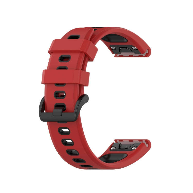 For Garmin Fenix 6 Two-color Silicone Watch Band(Red Black)