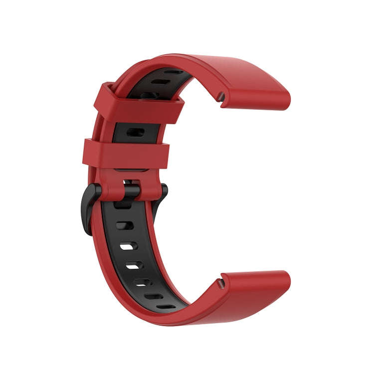 For Garmin Fenix 6 Two-color Silicone Watch Band(Red Black)