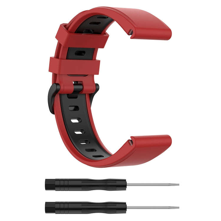 For Garmin Fenix 6 Two-color Silicone Watch Band(Red Black)