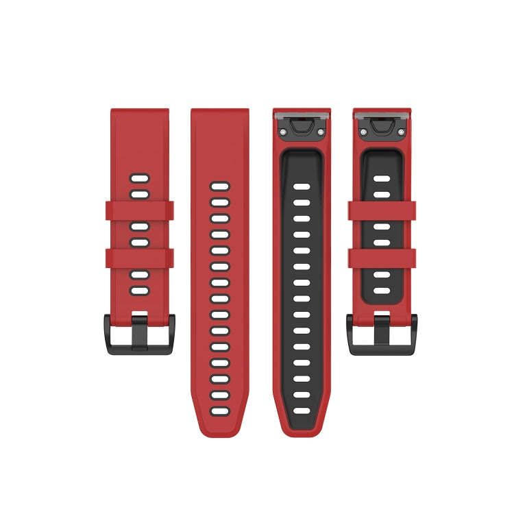 For Garmin Fenix 6 Two-color Silicone Watch Band(Red Black)
