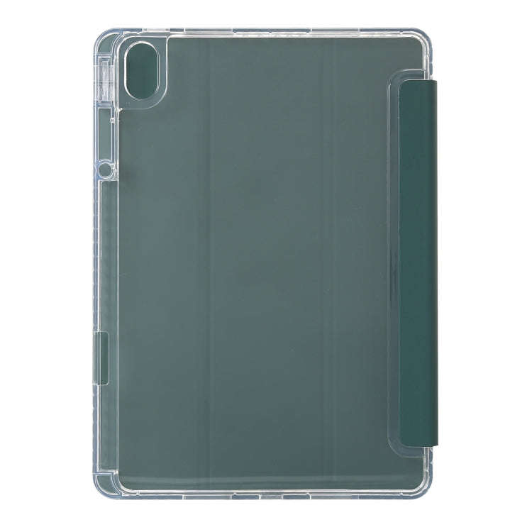 For Huawei MatePad 11.5S Clear Acrylic 3-Fold Leather Tablet Case(Dark Green)