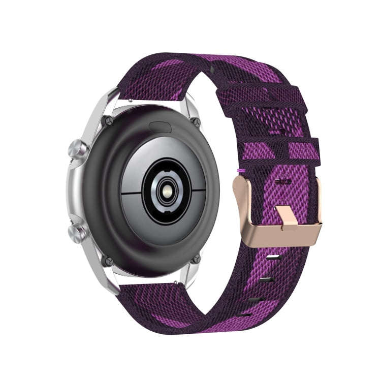 For Galaxy Watch 3 41mm Woven Nylon Watch Band, Size: Free Size 20mm(Purple)