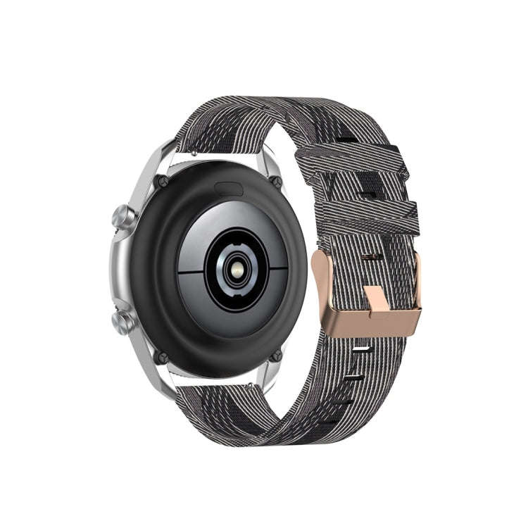 For Galaxy Watch 3 41mm Woven Nylon Watch Band, Size: Free Size 20mm(Black White)