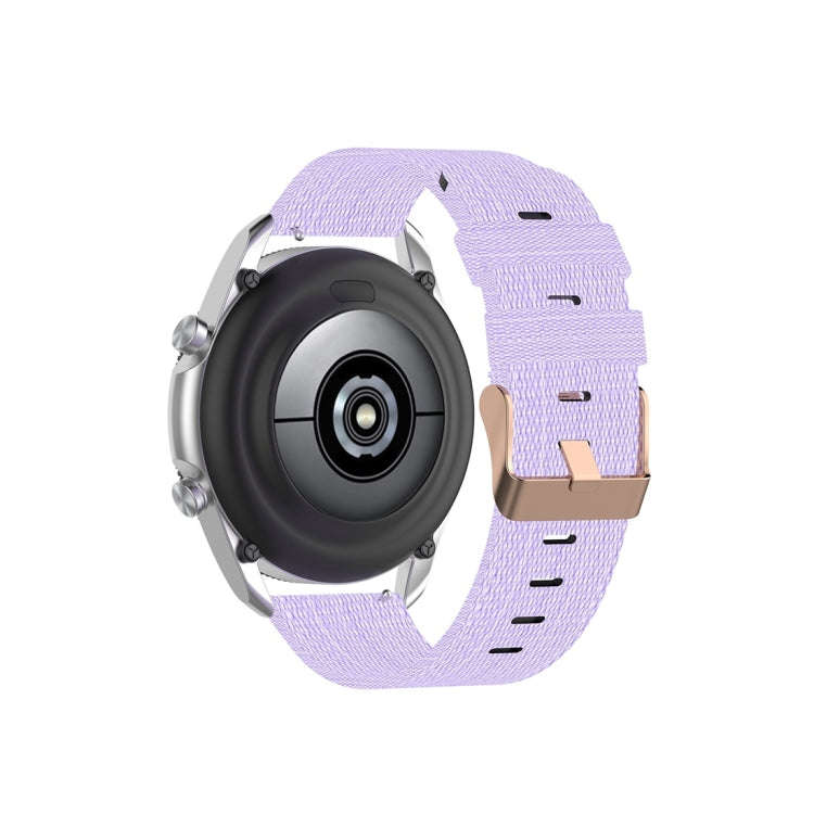 For Galaxy Watch 3 41mm Woven Nylon Watch Band, Size: Free Size 20mm(Light Purple)