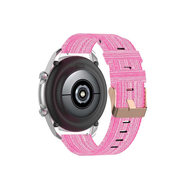 For Galaxy Watch 3 41mm Woven Nylon Watch Band, Size: Free Size 20mm(Pink)