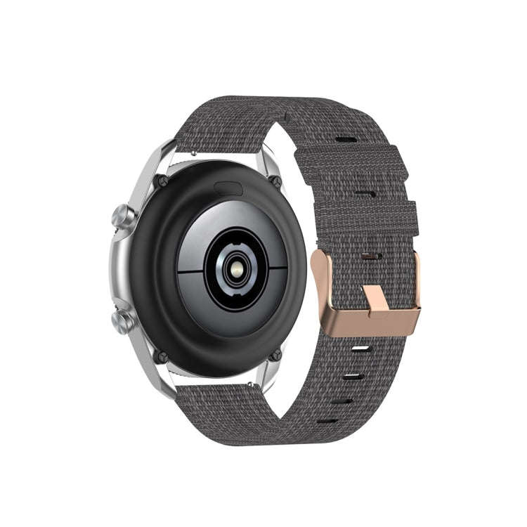 For Galaxy Watch 3 41mm Woven Nylon Watch Band, Size: Free Size 20mm(Dark Gray)
