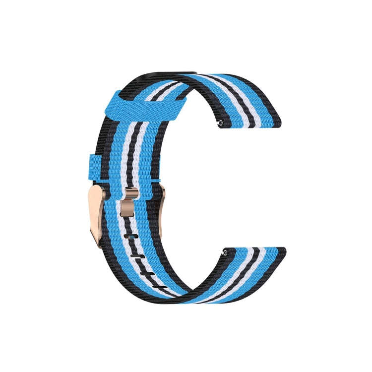 For Galaxy Watch 3 41mm Woven Nylon Watch Band, Size: Free Size 20mm(Black Sky Blue)