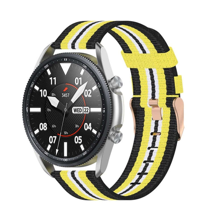 For Galaxy Watch 3 41mm Woven Nylon Watch Band, Size: Free Size 20mm(Black Yellow)