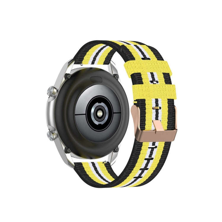 For Galaxy Watch 3 41mm Woven Nylon Watch Band, Size: Free Size 20mm(Black Yellow)