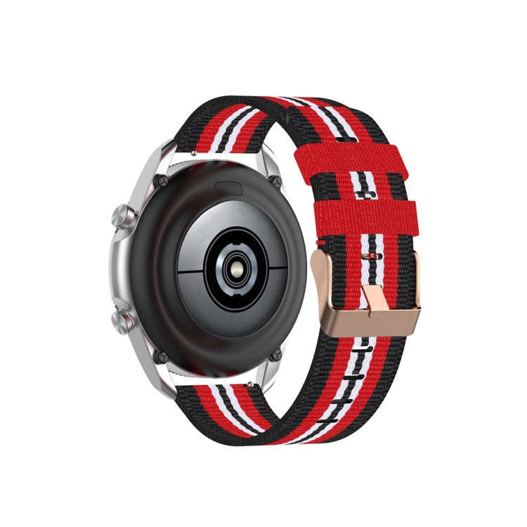 For Galaxy Watch 3 41mm Woven Nylon Watch Band, Size: Free Size 20mm(Black Red)
