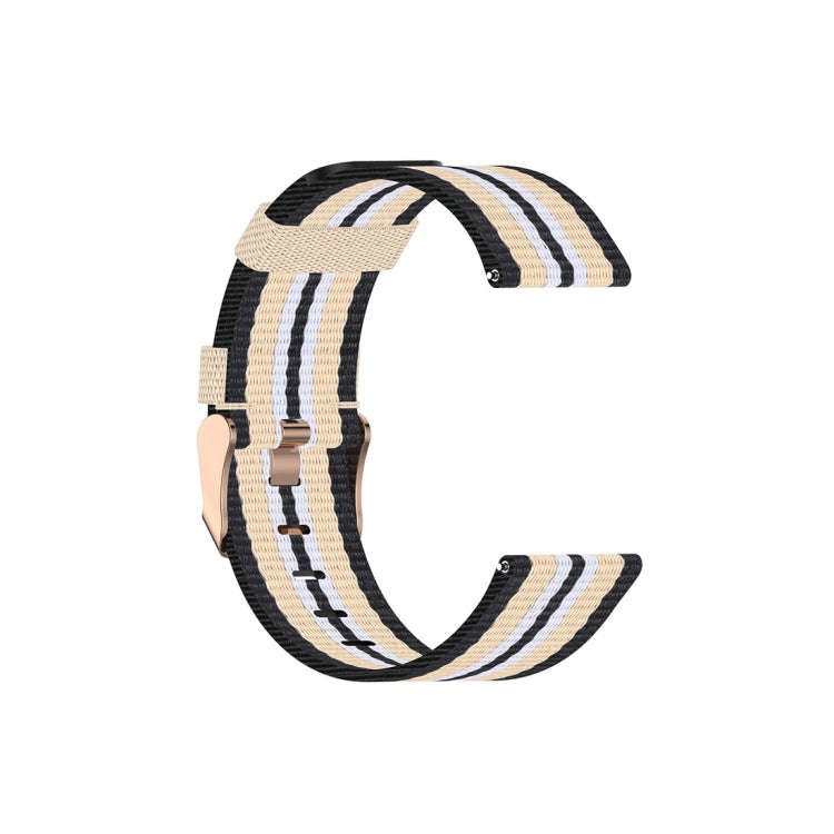 For Galaxy Watch 3 41mm Woven Nylon Watch Band, Size: Free Size 20mm(Black Beige)