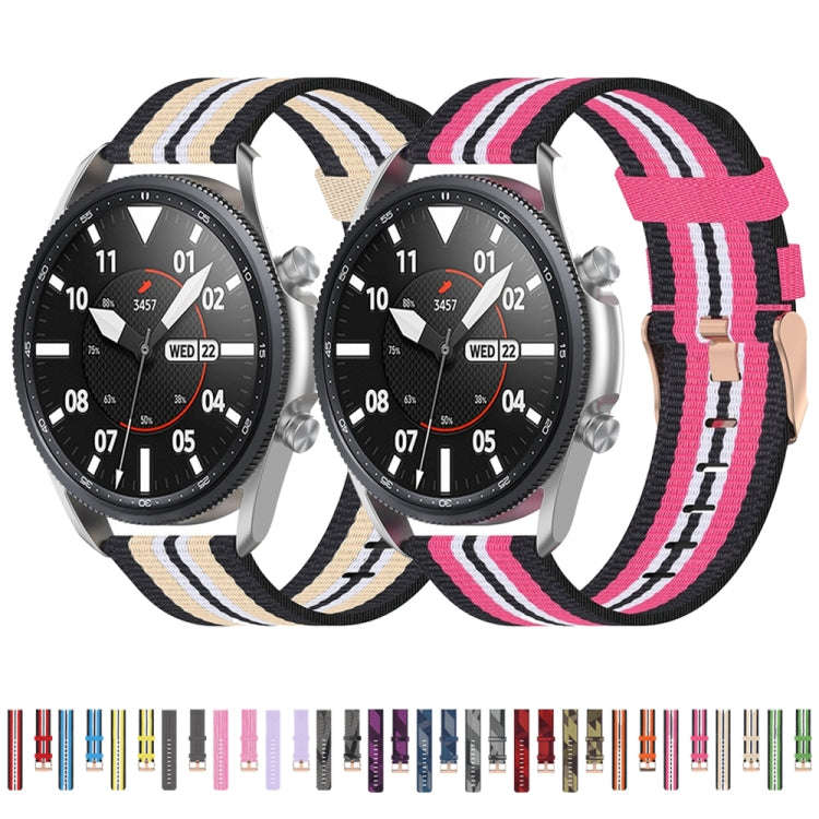 For Galaxy Watch 3 41mm Woven Nylon Watch Band, Size: Free Size 20mm(Blue)
