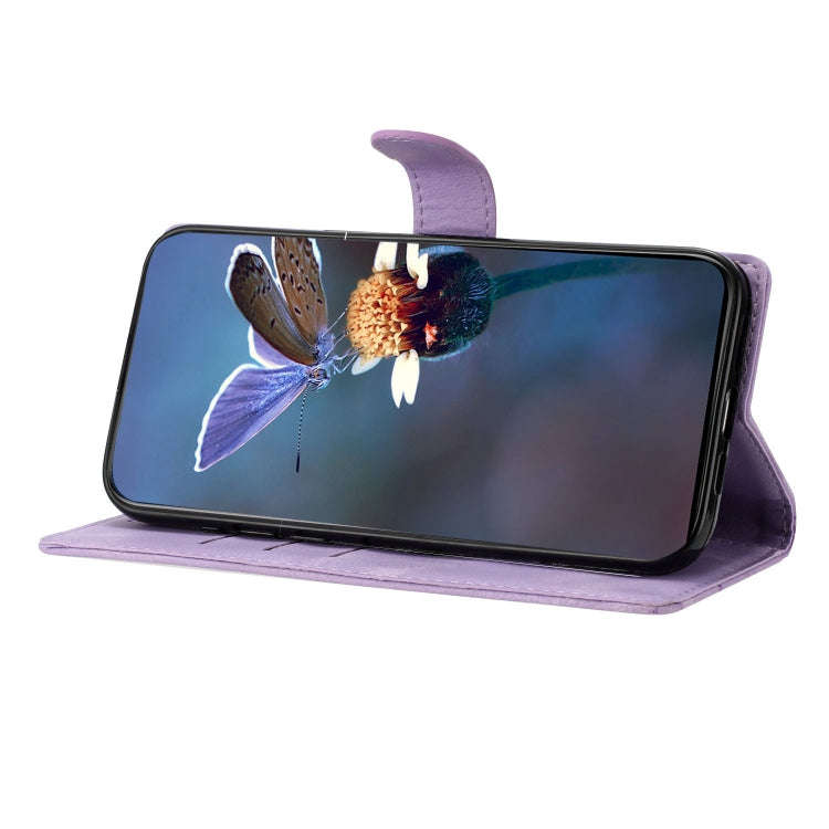 For Motorola Edge 50 Pro Cherry Blossom Butterfly Skin Feel Embossed PU Phone Case(Purple)