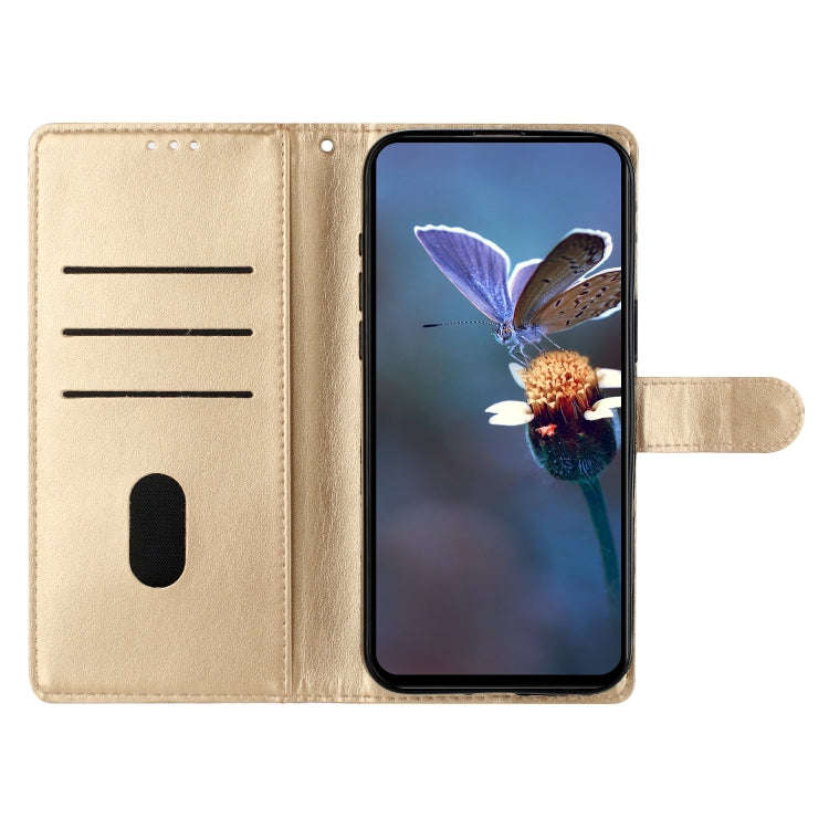 For Motorola Edge 50 Pro Cherry Blossom Butterfly Skin Feel Embossed PU Phone Case(Gold)