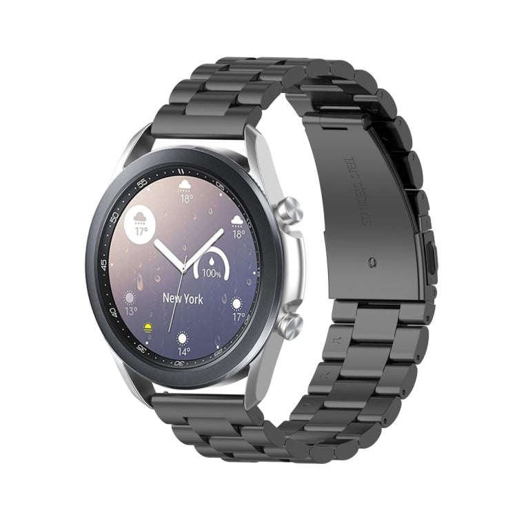 For Galaxy Watch 3 41mm Three Stainless Steel Watch Band, Size: 20mm(Black)