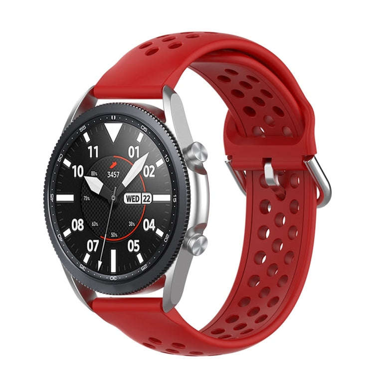 For Galaxy Watch 3 41mm R850 Silicone Solid Color Watch Band, Size: Free Size 20mm(Red)