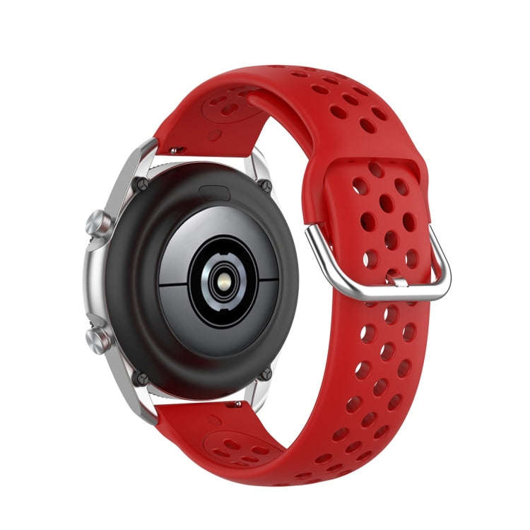 For Galaxy Watch 3 41mm R850 Silicone Solid Color Watch Band, Size: Free Size 20mm(Red)