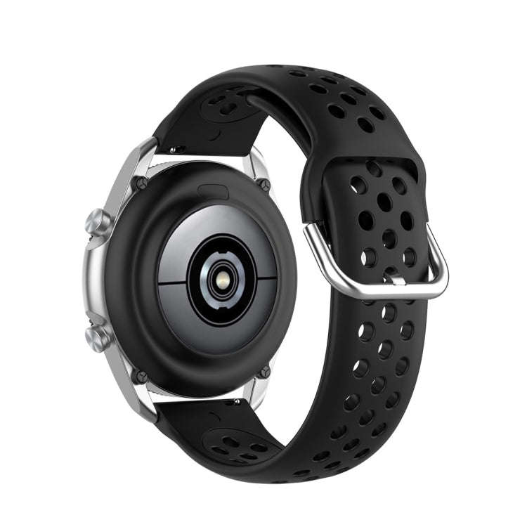 For Galaxy Watch 3 41mm R850 Silicone Solid Color Watch Band, Size: Free Size 20mm(Black)