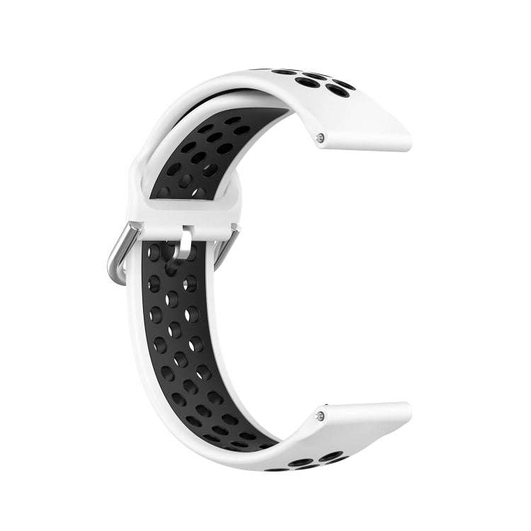 For Galaxy Watch 3 41mm Silicone Two-color Watch Band, Size: Free Size 20mm(White Black)
