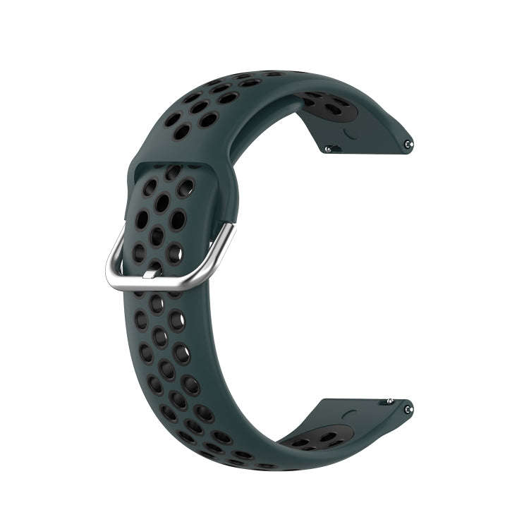 For Galaxy Watch 3 41mm Silicone Two-color Watch Band, Size: Free Size 20mm(Olive Green Black)