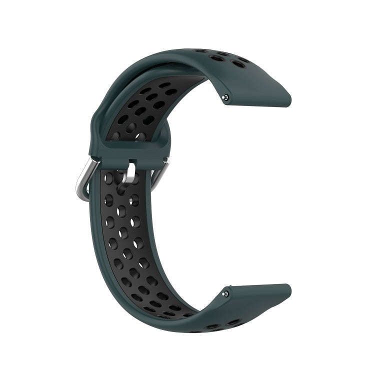 For Galaxy Watch 3 41mm Silicone Two-color Watch Band, Size: Free Size 20mm(Olive Green Black)