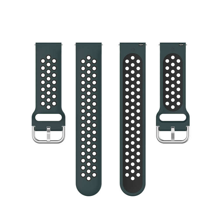 For Galaxy Watch 3 41mm Silicone Two-color Watch Band, Size: Free Size 20mm(Olive Green Black)