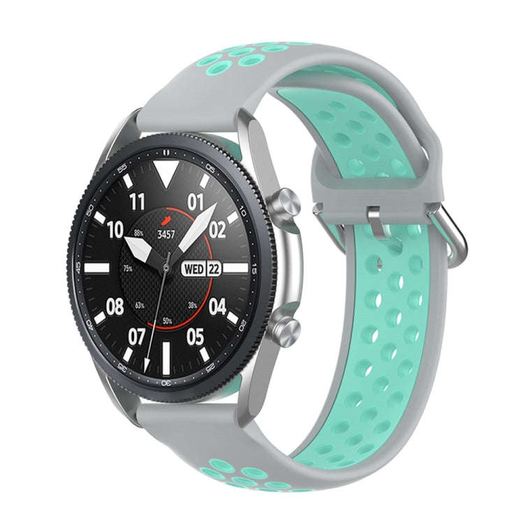 For Galaxy Watch 3 41mm Silicone Two-color Watch Band, Size: Free Size 20mm(Grey Teal)
