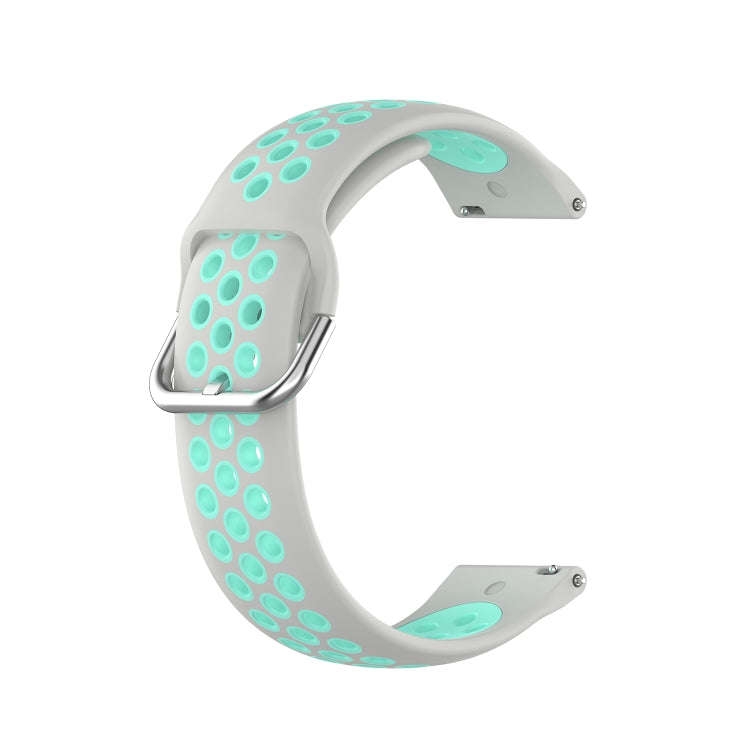 For Galaxy Watch 3 41mm Silicone Two-color Watch Band, Size: Free Size 20mm(Grey Teal)