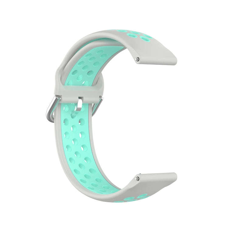 For Galaxy Watch 3 41mm Silicone Two-color Watch Band, Size: Free Size 20mm(Grey Teal)
