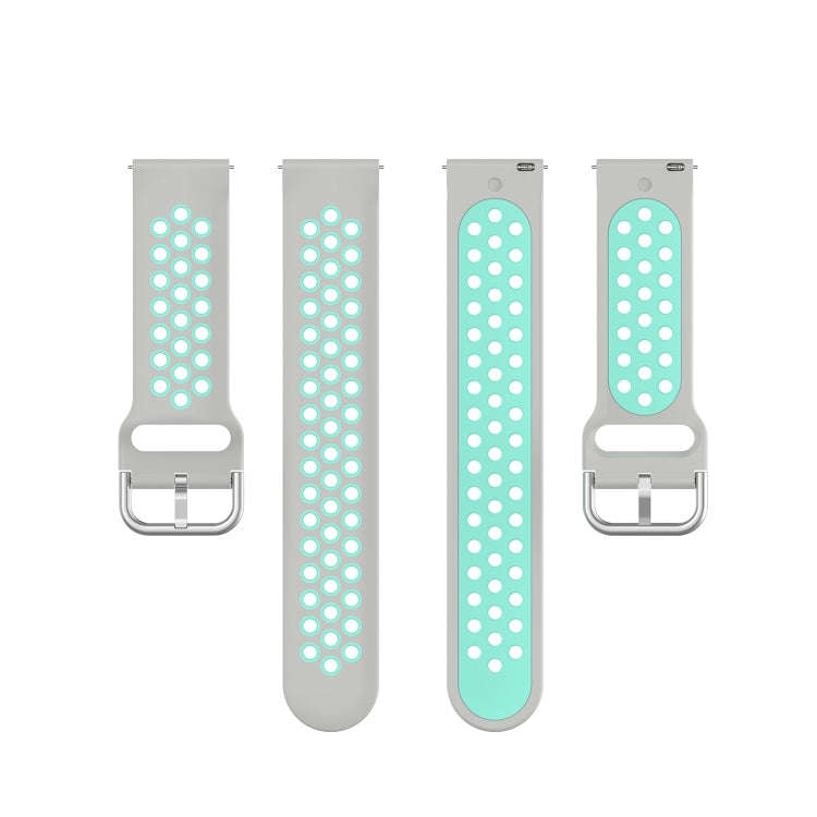 For Galaxy Watch 3 41mm Silicone Two-color Watch Band, Size: Free Size 20mm(Grey Teal)